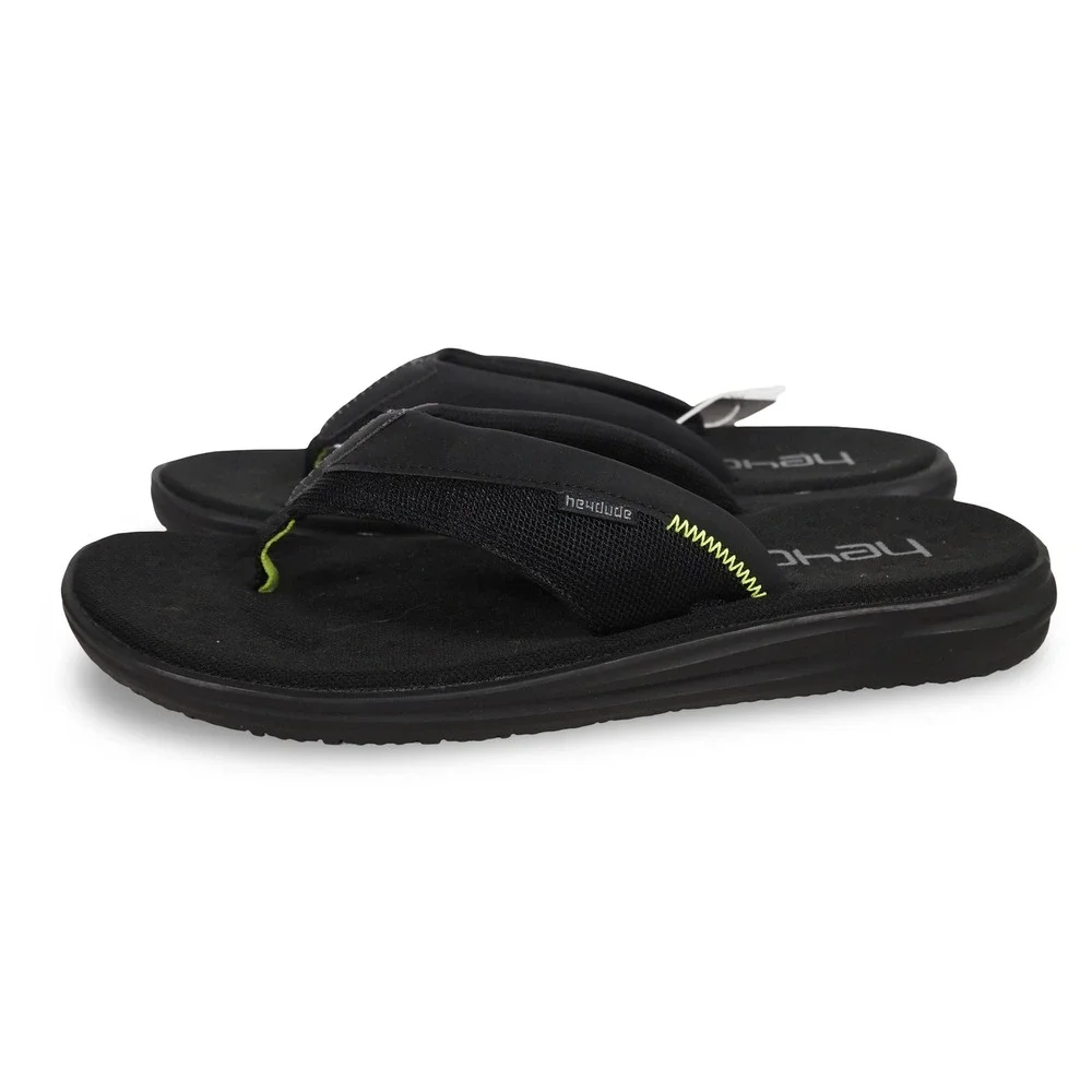 Hey Dude Flinn Free Foam Bed Thong Sandals Mens 9 Black Airflow Flip Flops
